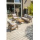 Salon bas de jardin PORTOFINO 4 places en aluminium effet bois - MARRON