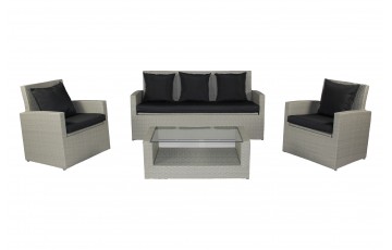 Salon bas de jardin CONFORT PORTOVECCHIO 5 places en résine tressée - GRIS