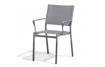 Fauteuil de jardin empilable STOCKHOLM en textilène et aluminium - GRIS ANTHRACITE