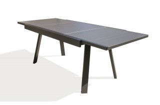 Table de jardin STOCKHOLM (150/225x96 cm) en aluminium avec rallonge intégrée - GRIS ANTHRACITE