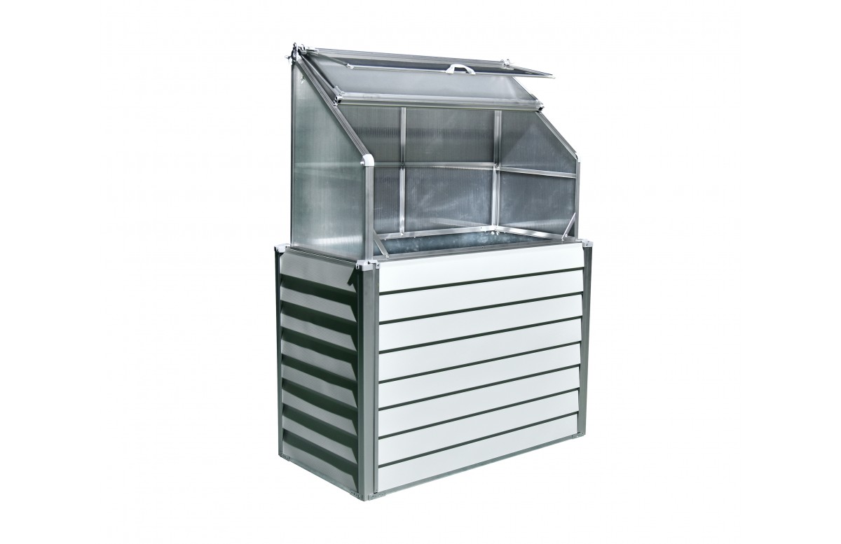 Mini serre de jardin adossable simple STRETTO (62x120 cm) en acier galvanisé - BLANC
