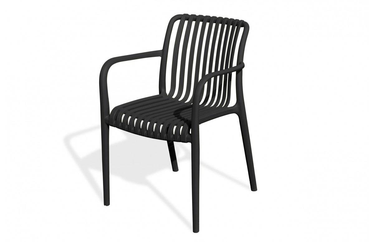 Fauteuil de jardin empilable TIAGO en polypropylène - NOIR