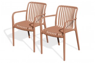 Lot composé de 2 fauteuils de jardin TIAGO-FT-TERRACOTTA empilables