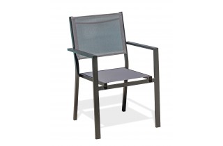 Fauteuil de jardin TOLEDE empilable en aluminium et textilène - GRIS ANTHRACITE