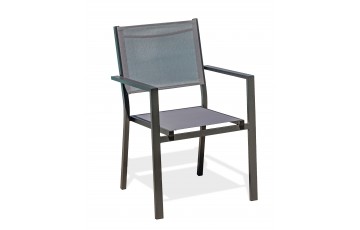 Fauteuil de jardin TOLEDE empilable en aluminium et textilène - GRIS ANTHRACITE