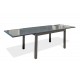 Table de jardin TOLEDE (135/270x90 cm) en aluminium et plateau verre avec rallonge intégrée - GRIS ANTHRACITE