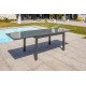 Table de jardin TOLEDE (135/270x90 cm) en aluminium et plateau verre avec rallonge intégrée - GRIS ANTHRACITE
