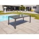 Table de jardin TOLEDE (200/300x100 cm) en aluminium et plateau verre avec rallonge intégrée - GRIS ANTHRACITE