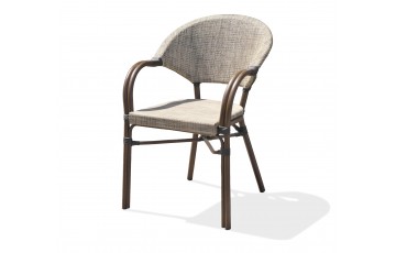 Fauteuil de jardin USHUAIA empilable en aluminium marron et textilène - LIN