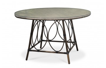 Table ronde de jardin USHUAIA (diam. 125 cm) en aluminium marron et textilène - LIN