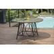 Table ronde de jardin USHUAIA (diam. 125 cm) en aluminium marron et textilène - LIN