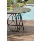 Table ronde de jardin USHUAIA (diam. 125 cm) en aluminium marron et textilène - LIN
