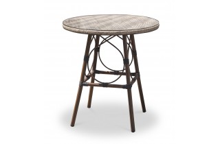 Table ronde de jardin USHUAIA (diam. 70 cm) en aluminium marron et textilène - LIN