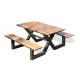 Table de jardin avec bancs VANCOUVER (150x164 cm) en aluminium et HPL effet bois - GRIS ANTHRACITE
