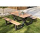 Table de jardin avec bancs VANCOUVER (150x164 cm) en aluminium et HPL effet bois - GRIS ANTHRACITE