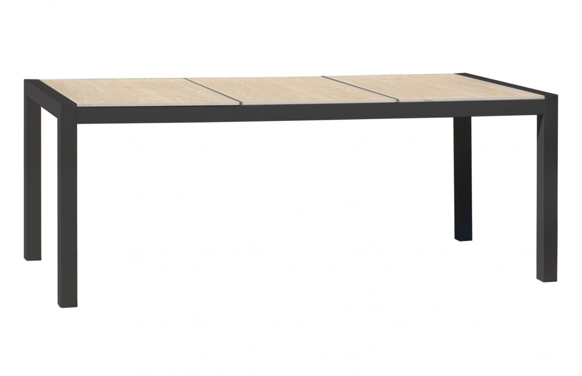 Table de jardin VENISE (195x90 cm) en aluminium et céramique - GRIS ANTHRACITE