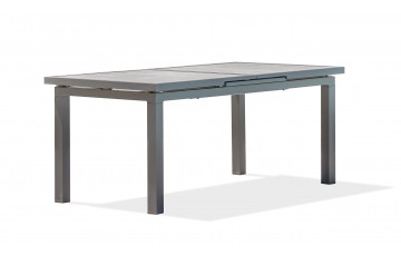 Table de jardin VENISE (190/250X95 cm) avec rallonge automatique en aluminium et céramique - GRIS ANTHRACITE