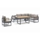 Ensemble repas de jardin YONAHA 7 places en aluminium et acacia - GRIS ANTHRACITE