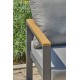 Ensemble repas de jardin YONAHA 7 places en aluminium et acacia - GRIS ANTHRACITE