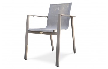 Fauteuil de jardin empilable ZAHARA en aluminium et textilène - TAUPE