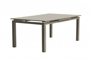 Table de jardin ZAHARA (180/240x100 cm) en aluminium avec rallonge automatique - TAUPE