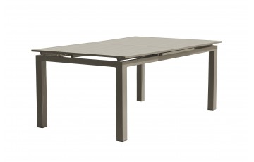 Table de jardin ZAHARA (180/240x100 cm) en aluminium avec rallonge automatique - TAUPE