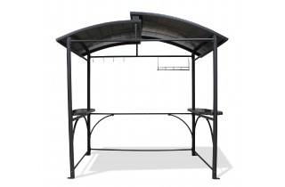 ABRI BARBECUE (240x150 cm) en aluminium et polycarbonate - GRIS ANTHRACITE