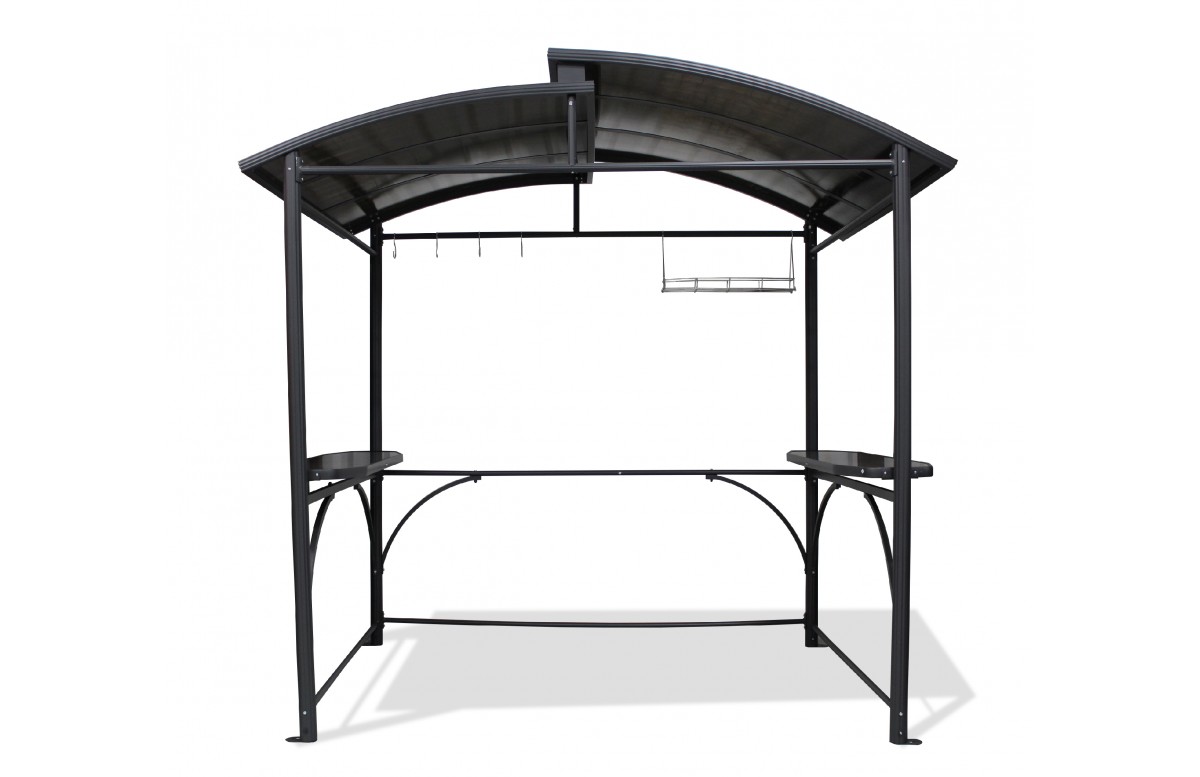 ABRI BARBECUE (240x150 cm) en aluminium et polycarbonate - GRIS ANTHRACITE