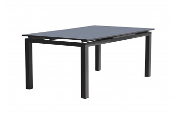 Table de jardin MIAMI (180/240X100 cm) en aluminium avec rallonge automatique - GRIS ANTHRACITE