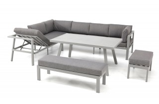 Ensemble repas de jardin ANTALYA 9 places en aluminium - GRIS