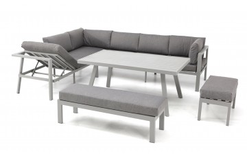 Ensemble repas de jardin ANTALYA 9 places en aluminium - GRIS