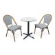 Lot composé d'une table de jardin BISTRO-TB60-HPL-MB et de 2 fauteuils BISTRO-FT-TEX-BLEU empilables
