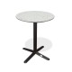Table ronde de jardin BISTRO (diam. 60 cm) en acier noir et plateau terrazzo - BLANC