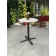 Table ronde de jardin BISTRO (diam. 60 cm) en acier noir et plateau terrazzo - BLANC