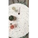 Table ronde de jardin BISTRO (diam. 60 cm) en acier noir et plateau terrazzo - BLANC