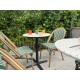 Table ronde de jardin BISTRO (diam. 60 cm) en acier noir et plateau terrazzo - BLANC