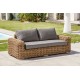 Salon bas de jardin BORABORA 6 places en résine tressée ronde - MARRON