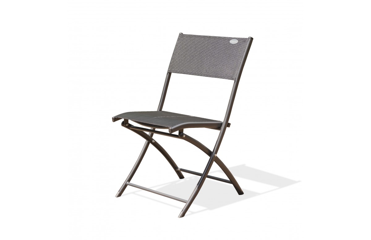 Chaise de jardin pliante C43 en aluminium gris anthracite et textilène - NOIR