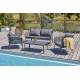Salon bas de jardin CAMARGUE 4 places en corde tissée et aluminium - GRIS ANTHRACITE
