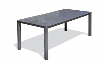 Table de jardin CAMARGUE (220x100 cm) en aluminium et plateau céramique - GRIS ANTHRACITE