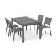 Lot composé d'une table de jardin DANIA-TB210-STONE-N avec rallonge et de 4 chaises STOCKHOLM-CH empilables