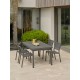 Lot composé d'une table de jardin DANIA-TB210-STONE-N avec rallonge et de 4 chaises STOCKHOLM-CH empilables
