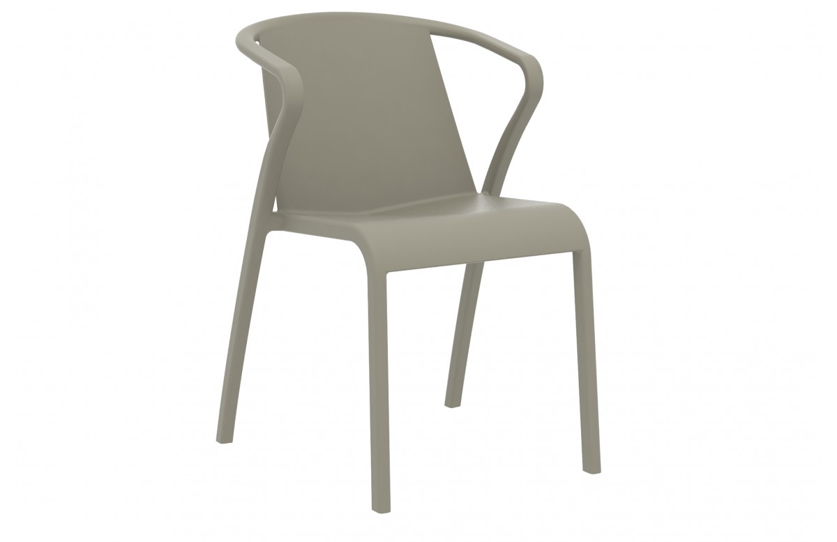 Fauteuil de jardin empilable FADO en polypropylène renforcé avec fibre de verre - TAUPE