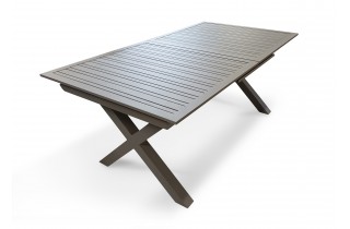 Table de jardin FLORIDE (180/240x100 cm) en aluminium avec rallonge automatique - QUARTZ