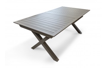 Table de jardin FLORIDE (180/240x100 cm) en aluminium avec rallonge automatique - QUARTZ