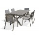 Lot composé d'une table de jardin FLORIDE-TB240-ALU-Q avec rallonge et de 6 fauteuils FLORIDE-FT-QUARTZ empilables
