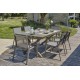 Lot composé d'une table de jardin FLORIDE-TB240-ALU-Q avec rallonge et de 6 fauteuils FLORIDE-FT-QUARTZ empilables