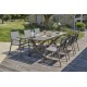 Lot composé d'une table de jardin FLORIDE-TB240-ALU-Q avec rallonge et de 6 fauteuils FLORIDE-FT-QUARTZ empilables