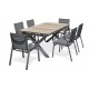 Lot composé d'une table de jardin FLORIDE-TB240-HPL-AW avec rallonge et de 6 fauteuils FLORIDE-FT-GRISANTH empilables