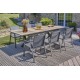 Lot composé d'une table de jardin FLORIDE-TB240-HPL-AW avec rallonge et de 6 fauteuils FLORIDE-FT-GRISANTH empilables